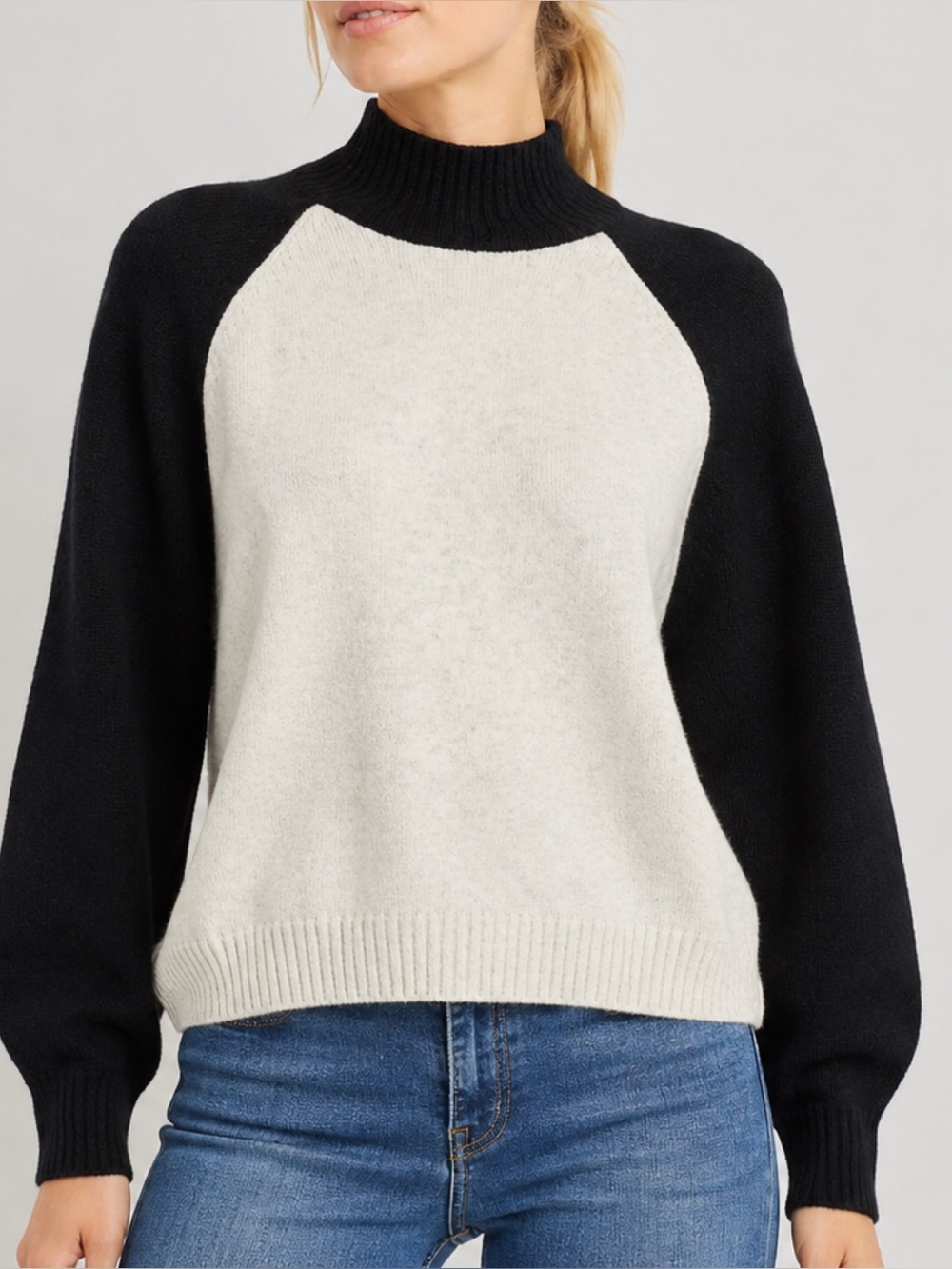 NWT Velvet by Graham & Spencer Claire Cashmere Blend Sweater Mock Neck Black